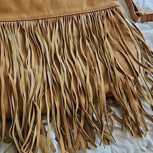 Steve Madden Pink and Tan Shoulder Bag with Fringe - Picture 9 of 16